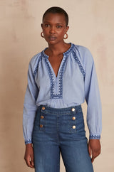 CELESTINE CHAMBRAY BLUE BLOUSE
