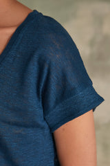 DAREN PETROLE LINEN T-SHIRT