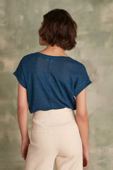 DAREN PETROLE LINEN T-SHIRT