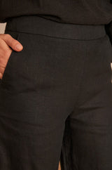PIO BLACK LINEN TROUSERS