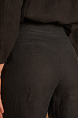 PIO BLACK LINEN TROUSERS