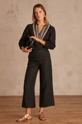 PIO BLACK LINEN TROUSERS