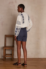 MAURICE CHARCOAL COTTON SHORTS