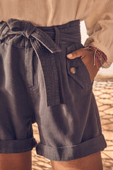 MAURICE CHARCOAL COTTON SHORTS