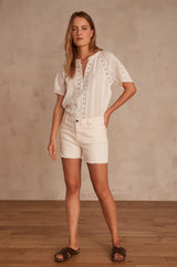 STEFFIE CREAM MINI SHORTS