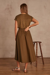 BRUNE OLIVE MAXI SKIRT