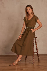 BRUNE OLIVE MAXI SKIRT