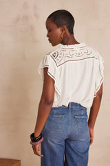 CINDY IVORY EMBROIDERED BLOUSE