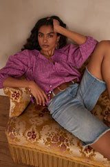 CORY DARK FUCHSIA PRINTED BLOUSE