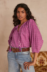 CORY DARK FUCHSIA PRINTED BLOUSE