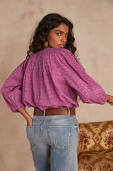CORY DARK FUCHSIA PRINTED BLOUSE