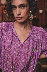 CORY DARK FUCHSIA PRINTED BLOUSE