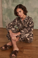 PAUL ETHNIC PRINT WIDE-LEG LINEN TROUSERS