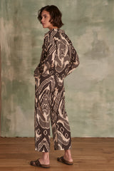 PAUL ETHNIC PRINT WIDE-LEG LINEN TROUSERS