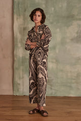 PAUL ETHNIC PRINT WIDE-LEG LINEN TROUSERS