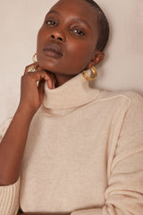 CELESTIN BEIGE TURTLENECK WOOL JUMPER