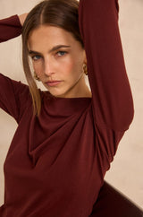 TANGUY BURGUNDY BOATNECK T-SHIRT