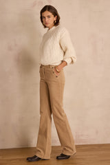 NINON LIGHT TAUPE VELVET FLARE TROUSERS