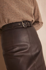 ELEANOR BURGUNDY LEATHER SKIRT