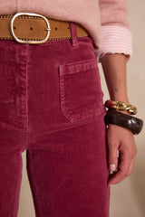 LUNA GARNET VELVET FLARE TROUSERS