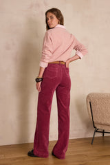LUNA GARNET VELVET FLARE TROUSERS