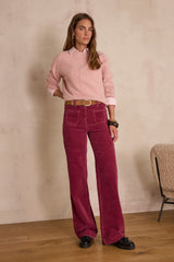 LUNA GARNET VELVET FLARE TROUSERS