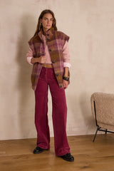 LUNA GARNET VELVET FLARE TROUSERS