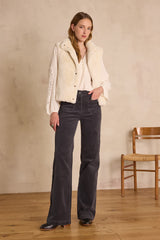 LUNA ANTHRACITE COTTON VELVET TROUSERS