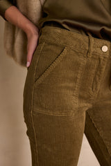 NALLA OLIVE CORDUROY CHINO TROUSERS