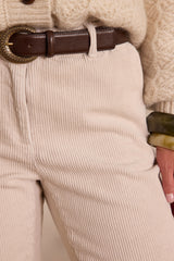 SABIL CREAM VELVET CHINO TROUSERS