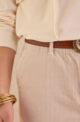 SABIL CREAM VELVET CHINO TROUSERS
