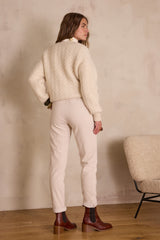 SABIL CREAM VELVET CHINO TROUSERS
