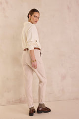 SABIL CREAM VELVET CHINO TROUSERS