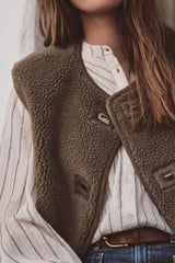 SABRINA KHAKI SLEEVELESS JACKET