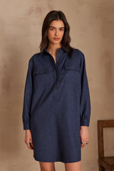 MARLINE BLUE SHIRT DRESS