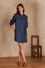 MARLINE BLUE SHIRT DRESS