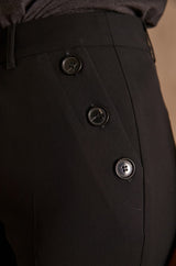 NINON BLACK FLARED MICROFIBER TROUSERS