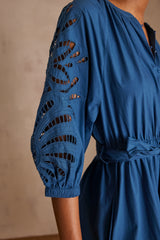 MICHA PETROL EMBROIDERED COTTON SHIRT DRESS