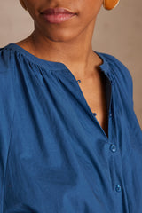 MICHA PETROL EMBROIDERED COTTON SHIRT DRESS