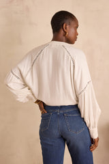 BELINDA ECRU EMBROIDERED BLOUSE