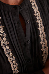 PHOEBE BLACK EMBROIDERED BLOUSE