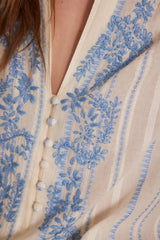 PERRINE AQUA EMBROIDERED BLOUSE
