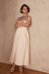 ETINCELLE APRICOT BOX PLEAT LONG SKIRT