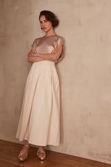 ETINCELLE APRICOT BOX PLEAT LONG SKIRT