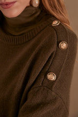 LINA KHAKI KNIT WOOL DRESS