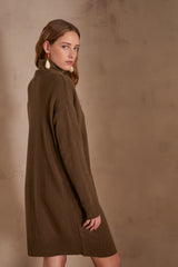 LINA KHAKI KNIT WOOL DRESS