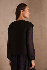 SONNY BLACK SLEEVELESS CARDIGAN