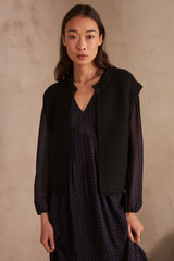 SONNY BLACK SLEEVELESS CARDIGAN