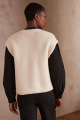 SONNY CREAM SLEEVELESS CARDIGAN