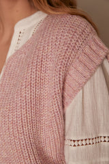 STEFEN LIGHT PINK SLEEVELESS CARDIGAN